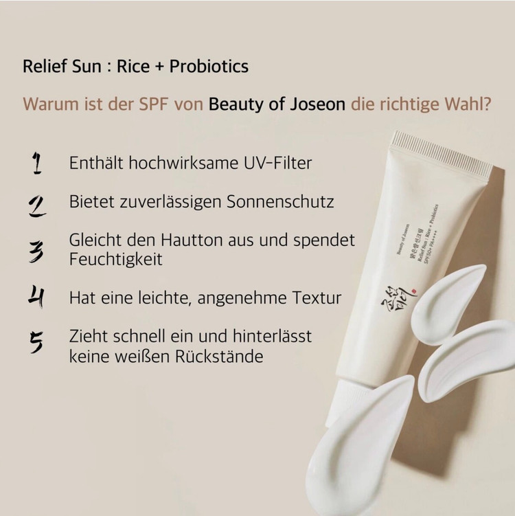 ضدآفتاب کرمی بیوتی آف جوسان مدل Relief Sun Rice + Probiotics حجم 50 میل