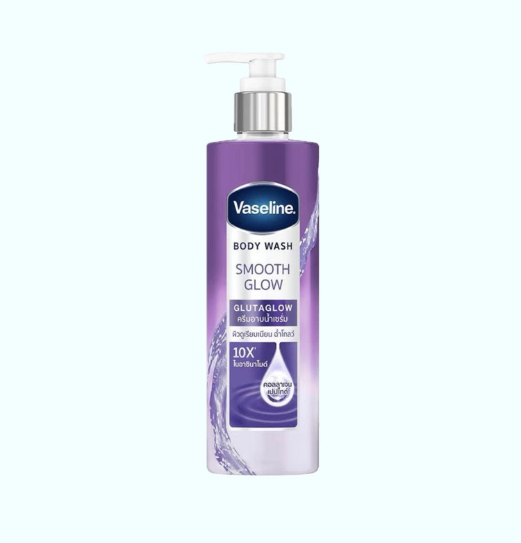 شامپو بدن بنفش وازلین Smooth Glow نرمکننده ،روشن کننده،لطافتبخش پوست با آبرسانی عمیق و رفع زبری بدن۴۲۵ میل