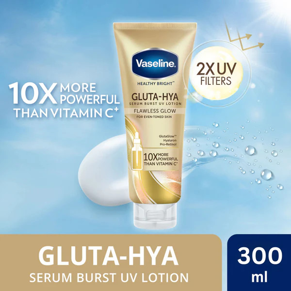لوسیون بدن وازلین گلوتا هیا زرد (Flawless Glow) – روشنکننده و درخشانکننده پوست