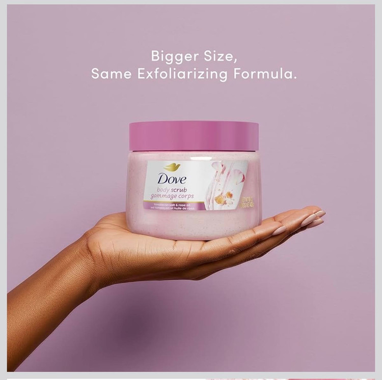 اسکراب بدن داو رایحه گل رز و نمک هیمالیا ۴۲۵ گرمی کانادایی اصلی