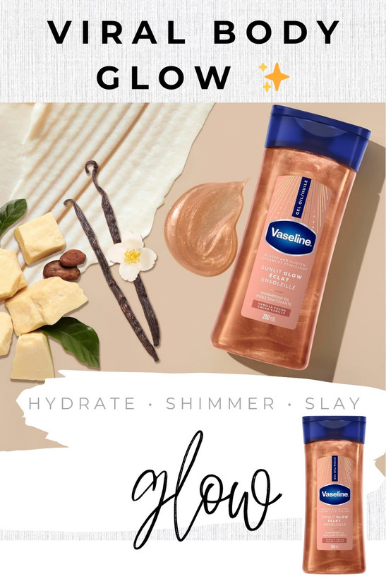 ✨ شیمر بادی اویل وازلین Sunlit Glow حجم 200 میل