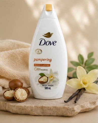 شامپو بدن داو Pampering رایحه شی باتر و وانیل (500ml)