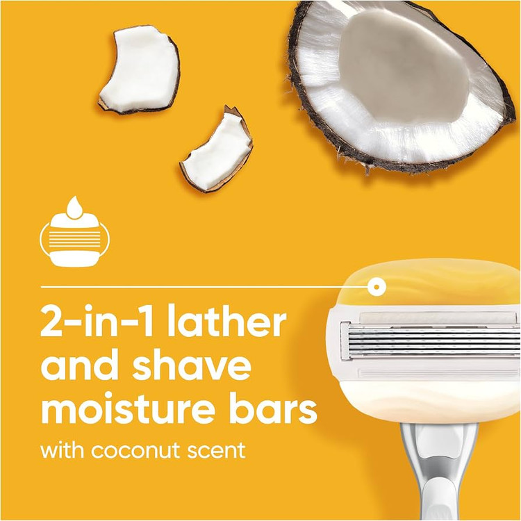 ژیلت ونوس 5 لبه اولای با رایحه نارگیلی ComfortGlide Olay Coconut