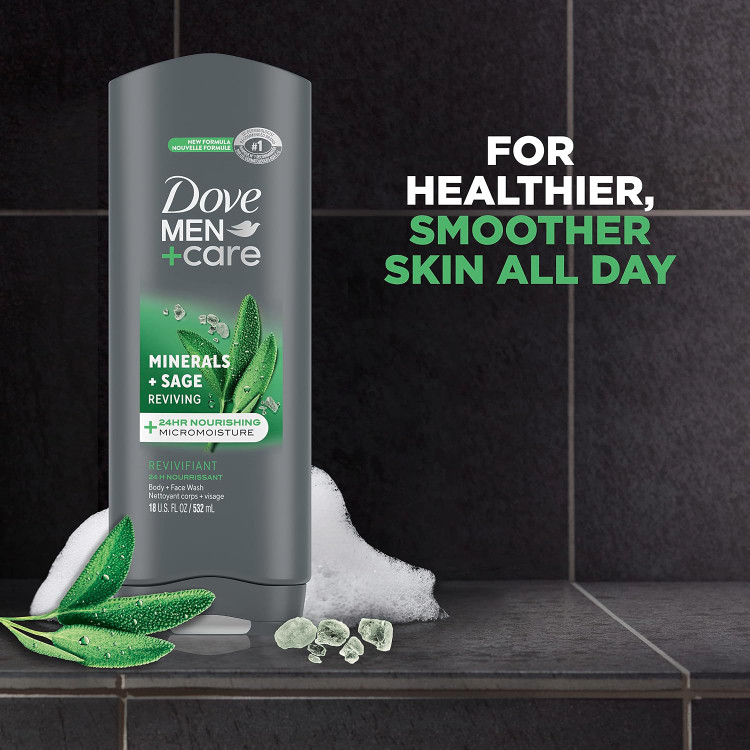 شامپو داو مردانه صورت و بدن، مینرالز + سیج رِوایوینگ - Body + Face Wash 532 ml