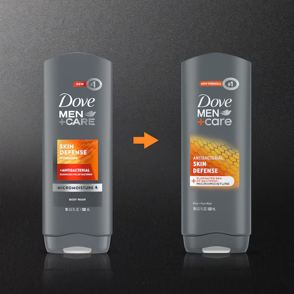 شامپو داو مردانه صورت و بدن، آنتیباکتریال اسکین دیفنس - Body + Face Wash 532 ml