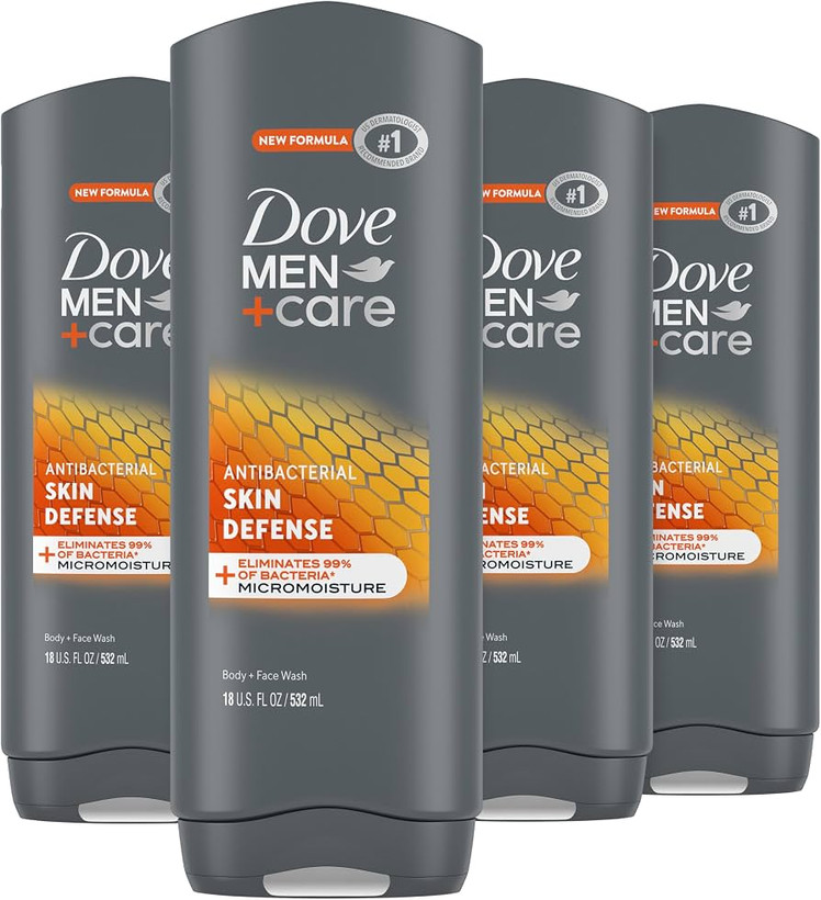 شامپو داو مردانه صورت و بدن، آنتیباکتریال اسکین دیفنس - Body + Face Wash 532 ml