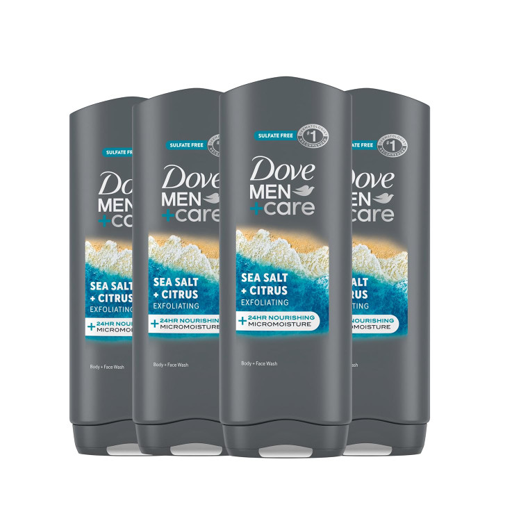 شامپو داو مردانه صورت و بدن، نمک دریا + مرکبات لایهبردار - Body + Face Wash 532 ml