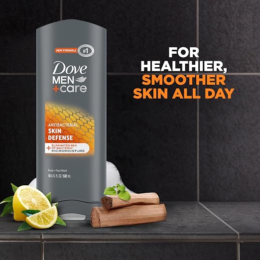 شامپو داو مردانه صورت و بدن، آنتیباکتریال اسکین دیفنس - Body + Face Wash 532 ml