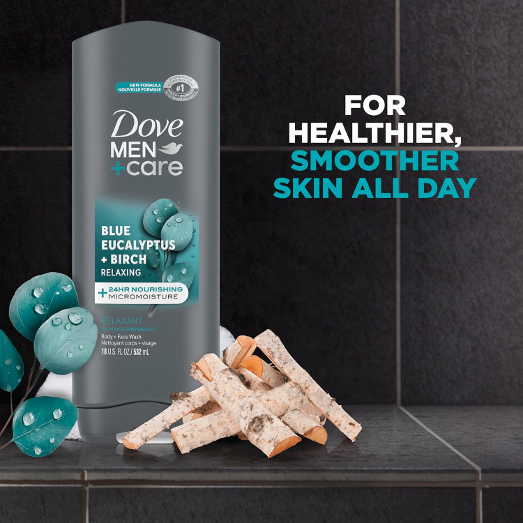 شامپو داو مردانه صورت و بدن، اکالیپتوس آبی + بید آرامبخش - Body + Face Wash 532 ml