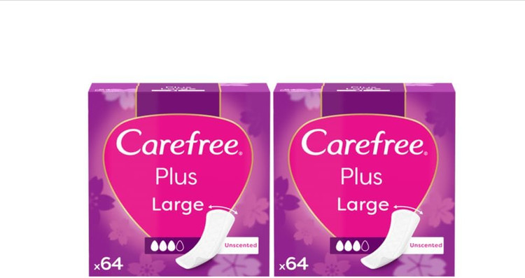 پد بهداشتی Carefree Plus Large Unscented 64 عددی MEGA SAVER PACK